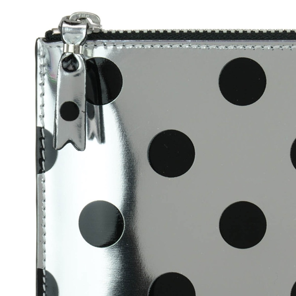 Comme des Garcons Metallic Silver Clutch Pouch with Black Dots - Picture 3 of 7